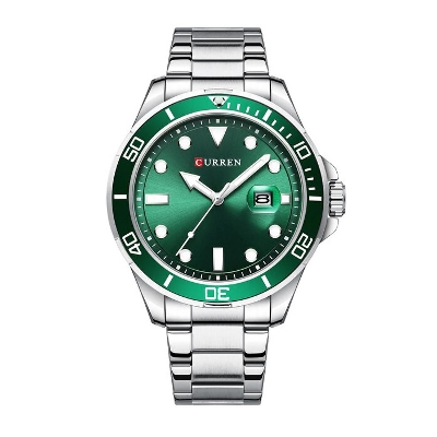 Picture of CURREN C8388M Silver Stainless Steel Analog Watch For Men - Green & Silver