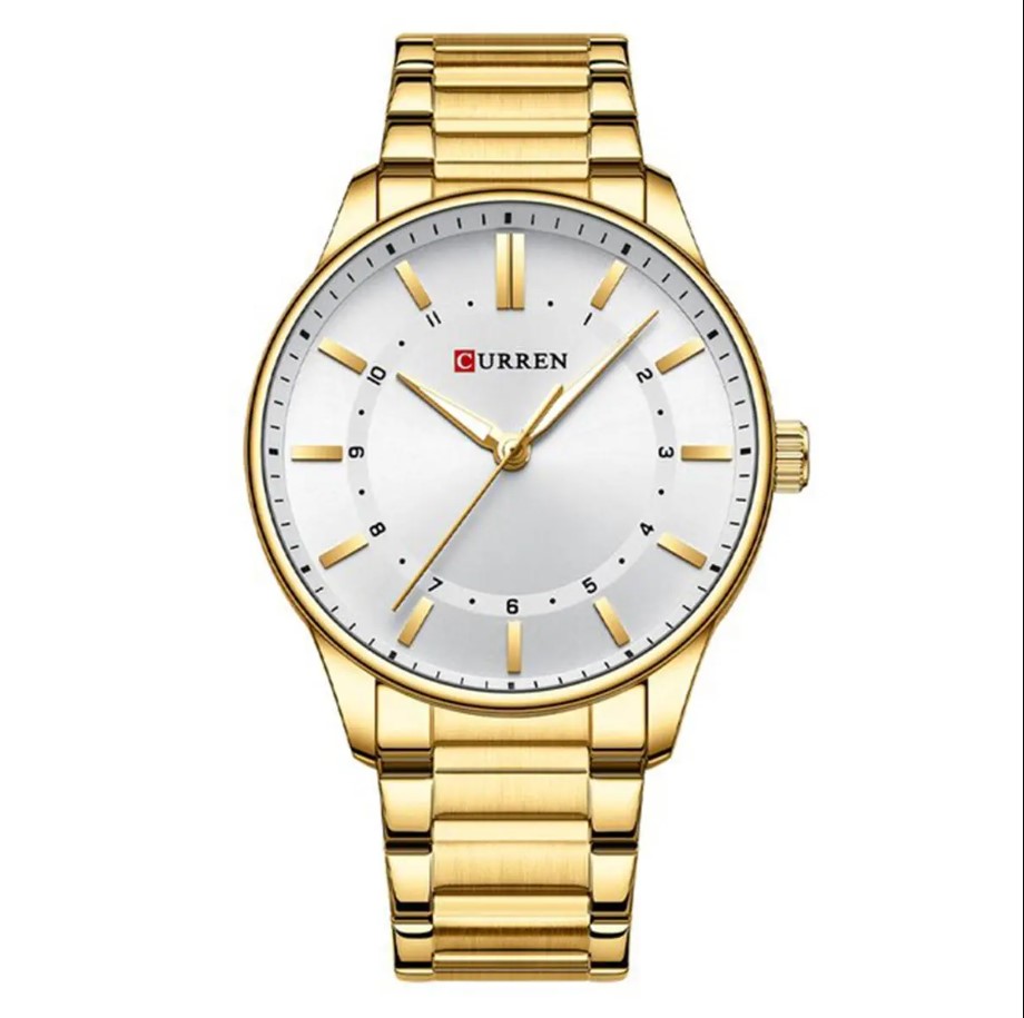Picture of CURREN C8430 Golden Stainless Steel Analog Watch For Men - White & Golden