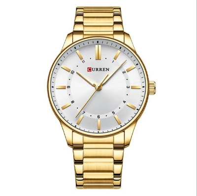 Picture of CURREN C8430 Golden Stainless Steel Analog Watch For Men - White & Golden