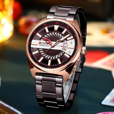 Picture of CURREN C8403M Bronze Stainless Steel Analog Watch For Men - RoseGold & Bronze