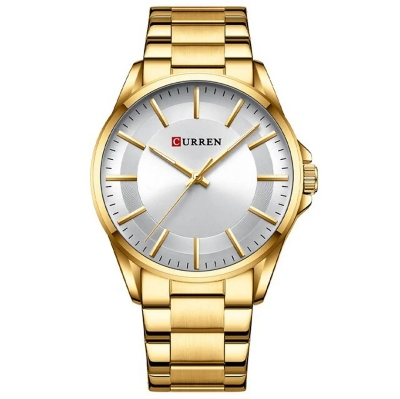 Picture of CURREN C8429 Golden Stainless Steel Analog Watch For Men - White & Golden