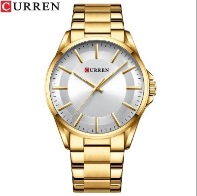 Picture of CURREN C8429 Golden Stainless Steel Analog Watch For Men - White & Golden