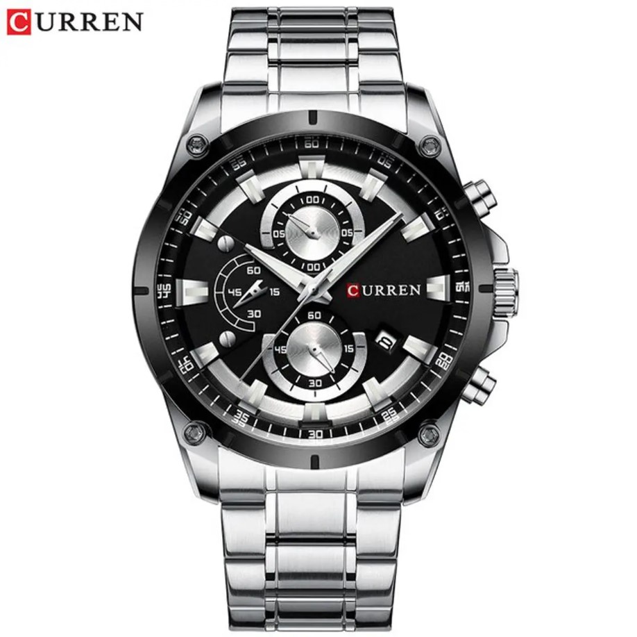 Picture of CURREN C8360G Stainless Steel Chronograph Watch For Men - Black Silver