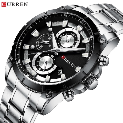 Picture of CURREN C8360G Stainless Steel Chronograph Watch For Men - Black Silver
