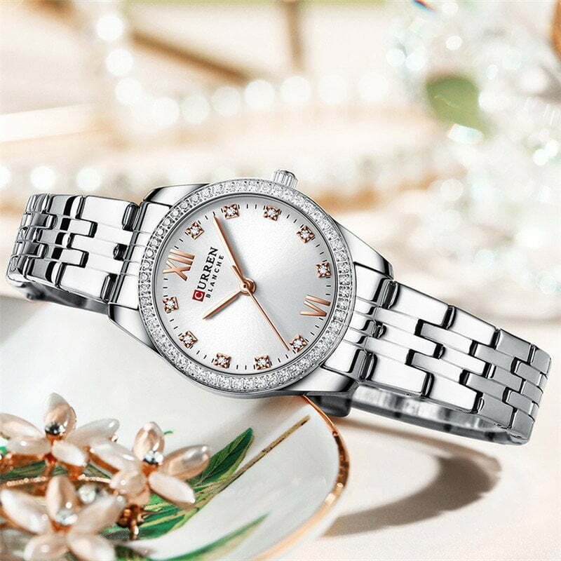 Picture of CURREN C9086 Silver Stainless Steel Analog Watch For Women - White & Silver