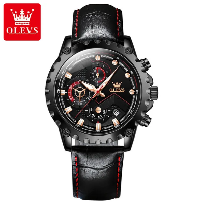 Picture of OLEVS 2873 Black PU Leather Chronograph Watch For Men - Black