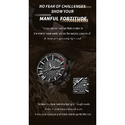 Picture of NAVIFORCE NF8023 Black PU Leather Analog Watch For Men - White & Black