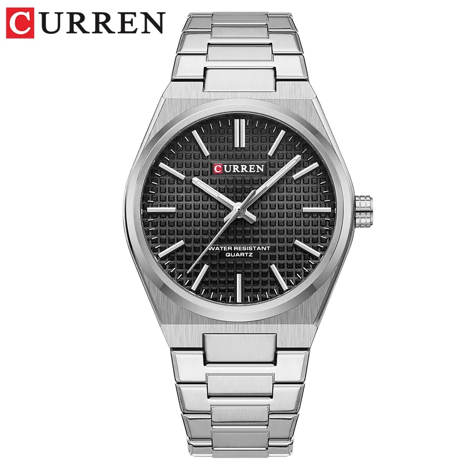 Picture of CURREN 8439 Silver Stainless Steel Analog Watch For Men - Black & Silver