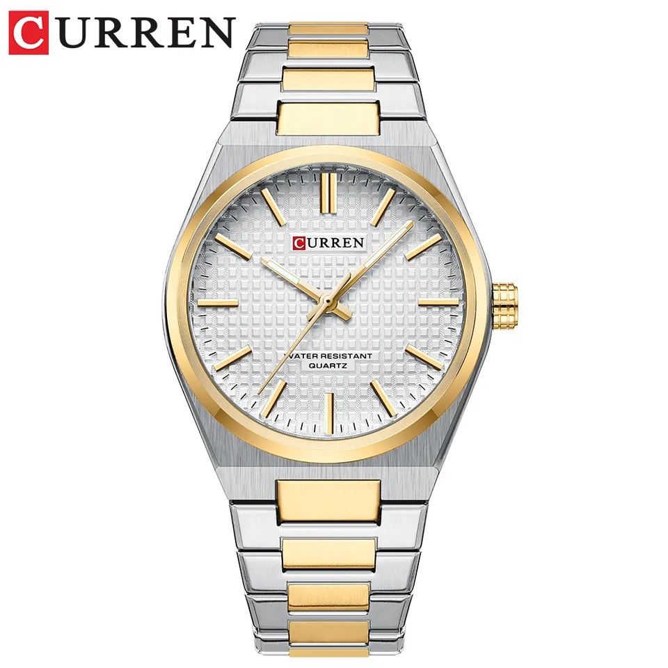 Picture of CURREN 8439 Silver And Golden Two-tone Stainless Steel Analog Watch For Men - White & Golden