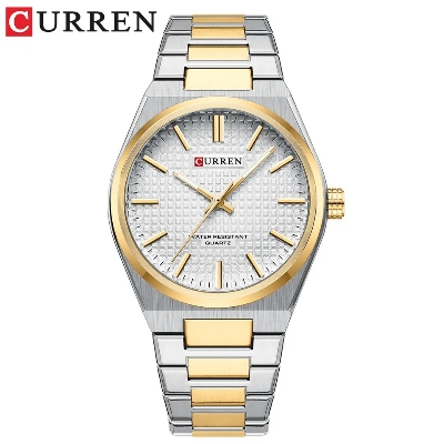 Picture of CURREN 8439 Silver And Golden Two-tone Stainless Steel Analog Watch For Men - White & Golden