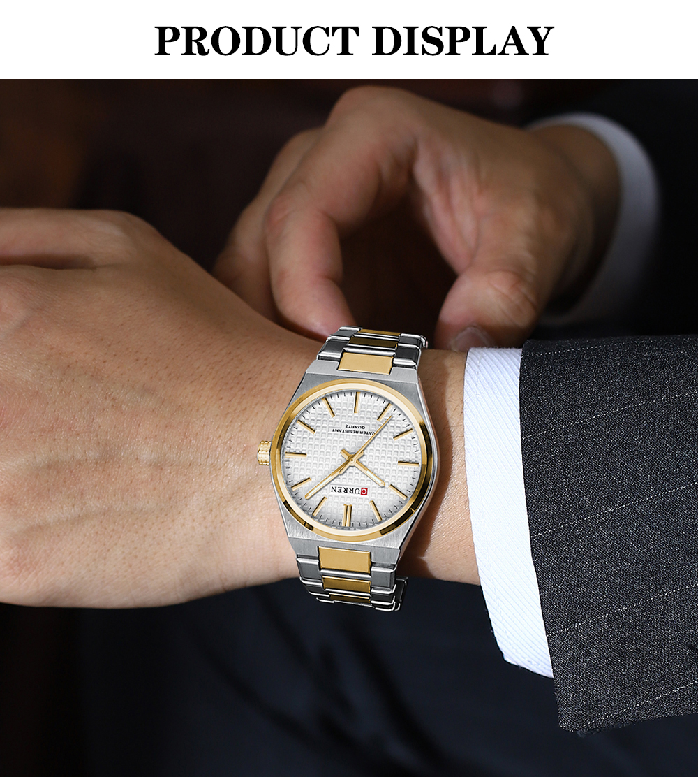 Picture of CURREN 8439 Silver And Golden Two-tone Stainless Steel Analog Watch For Men - White & Golden