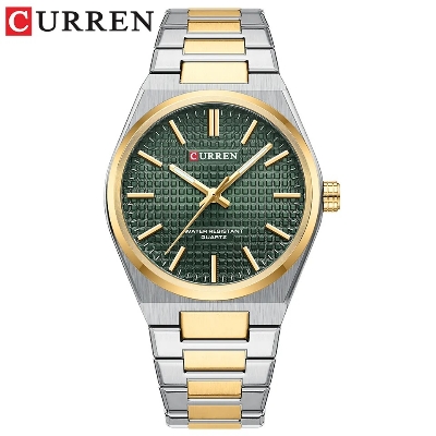 Picture of CURREN 8439 Silver And Golden Two-tone Stainless Steel Analog Watch For Men - Green & Golden