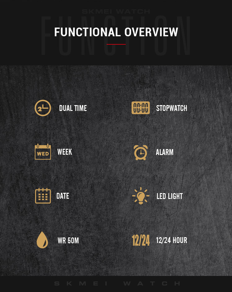 Picture of SKMEI 1818 Black PU Dual Time Sports Watch For Men - Red & Black