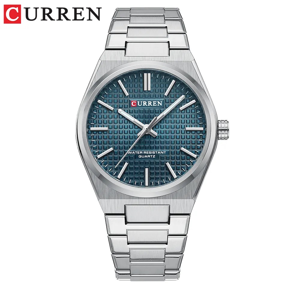 Picture of CURREN 8439S Silver Stainless Steel Analog Watch For Men - Royal Blue & Silver