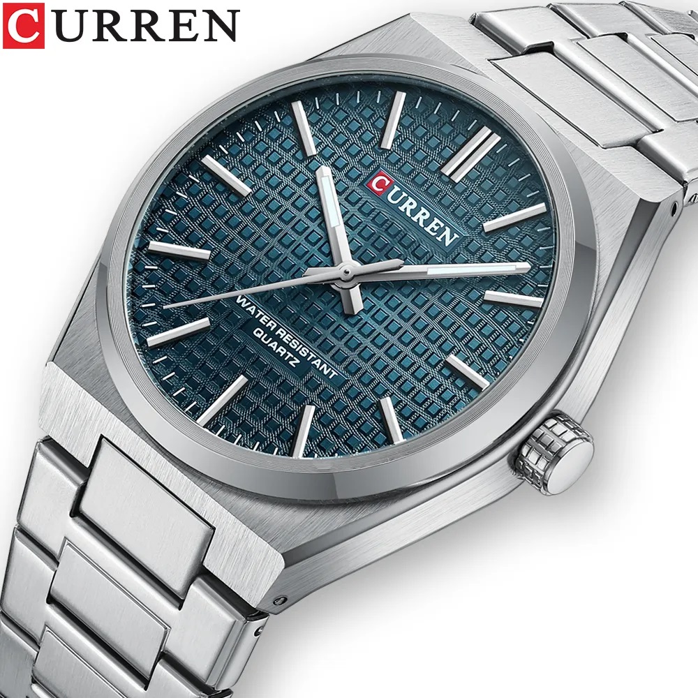 Picture of CURREN 8439S Silver Stainless Steel Analog Watch For Men - Royal Blue & Silver