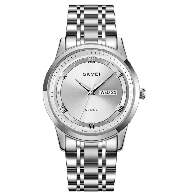 Picture of SKMEI 1870 Silver Stainless Steel Analog Watch For Men - White & Silver