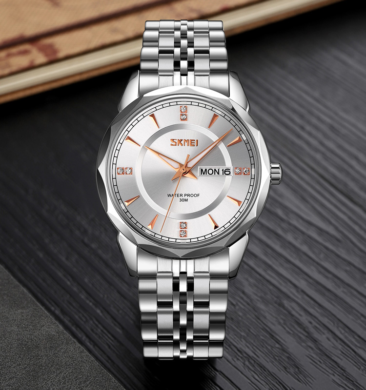 Picture of SKMEI 9268 Silver Stainless Steel Analog Watch For Men - White & Silver