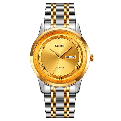 Picture of SKMEI SK1870 Silver And Golden Two-tone Stainless Steel Analog Watch For Men - Golden & Silver