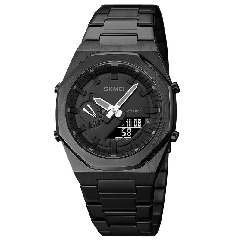Picture of SKMEI 1816 Black Stainless Steel Dual Time Watch For Men - Black  (Black)