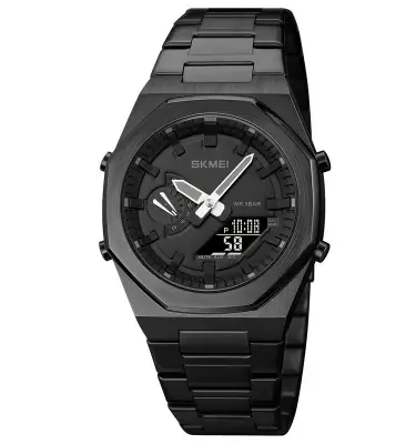 Picture of SKMEI 1816 Black Stainless Steel Dual Time Watch For Men - Black  (Black)