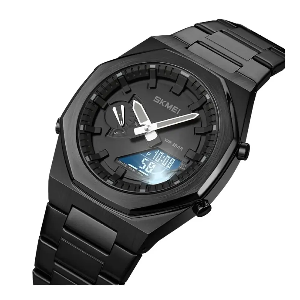 Picture of SKMEI 1816 Black Stainless Steel Dual Time Watch For Men - Black  (Black)