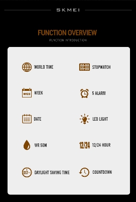 Picture of SKMEI 1816 Black Stainless Steel Dual Time Watch For Men - Green & Black (White)