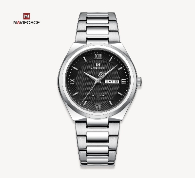 Picture of NAVIFORCE NF8030 Silver Stainless Steel Analog Watch For Men - Black & Silver