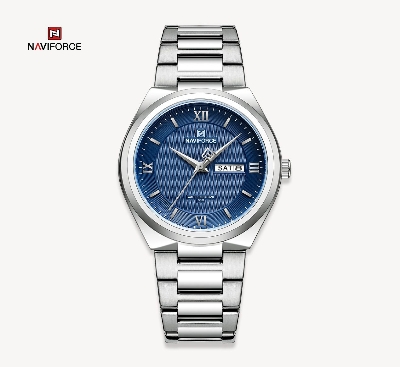 Picture of NAVIFORCE NF8030 Silver Stainless Steel Analog Watch For Men - Royal Blue & Silver