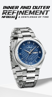 Picture of NAVIFORCE NF8030 Silver Stainless Steel Analog Watch For Men - Royal Blue & Silver