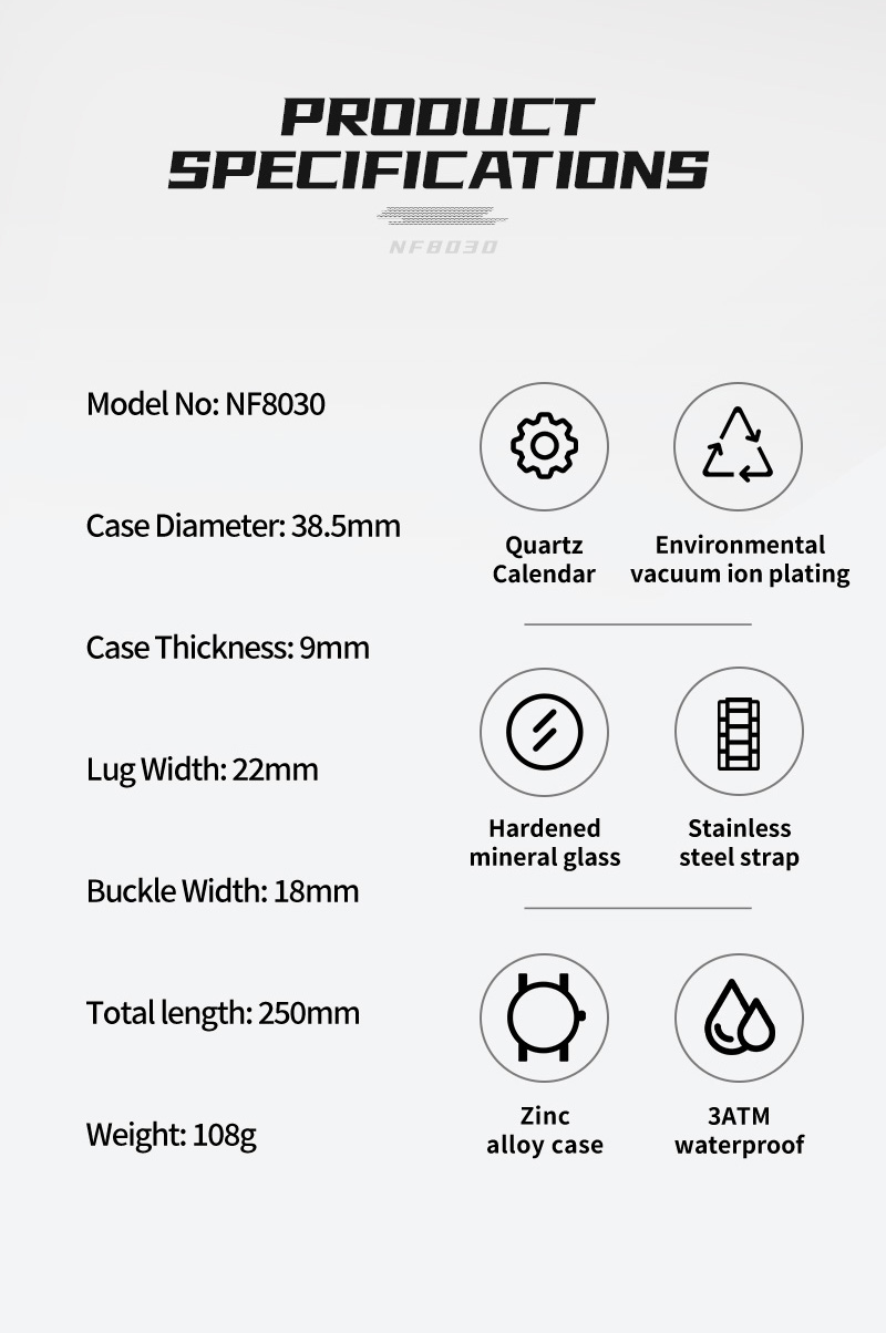 Picture of NAVIFORCE NF8030 Silver Stainless Steel Analog Watch For Men - Royal Blue & Silver