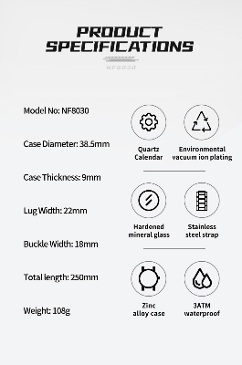 Picture of NAVIFORCE NF8030 Silver Stainless Steel Analog Watch For Men - Royal Blue & Silver