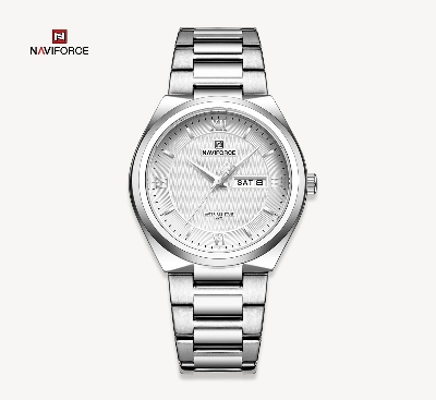 Picture of NAVIFORCE NF8030 Silver Stainless Steel Analog Watch For Men - White & Silver