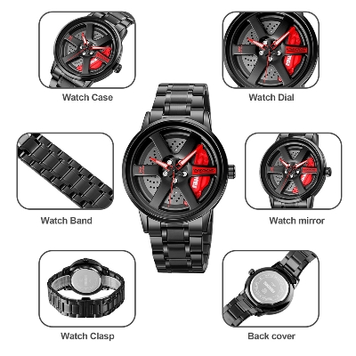 Picture of SKMEI 1787 Black Stainless Steel Rotation Wheel Fashion Waterproof Analog Quartz Watch For Men
