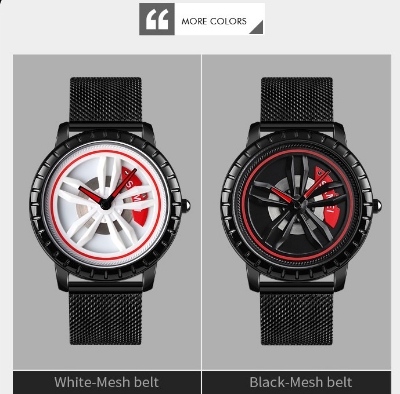 Picture of SKMEI 1634 Black Mesh Stainless Steel Rotation Wheel Fashion Waterproof Analog Quartz Watch For Men