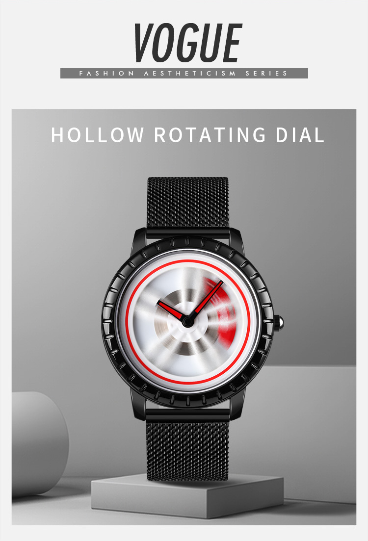 Picture of SKMEI 1634 Black Mesh Stainless Steel Rotation Wheel Fashion Waterproof Analog Quartz Watch For Men