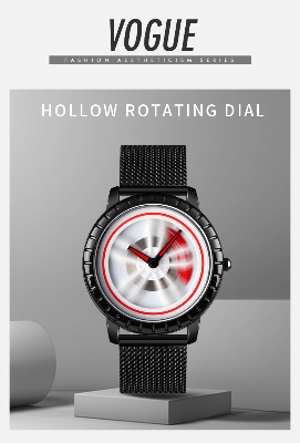 Picture of SKMEI 1634 Black Mesh Stainless Steel Rotation Wheel Fashion Waterproof Analog Quartz Watch For Men