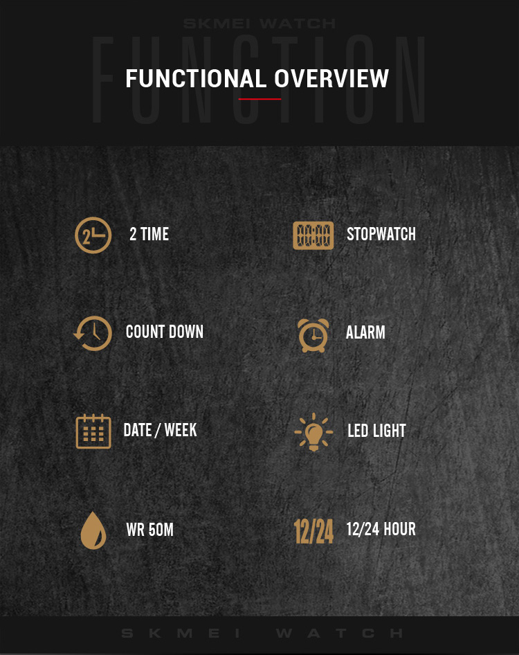 Picture of SKMEI 1858 Square Waterproof Calendar Countdown Electronic Digital Dual Display LED Luminous Watch