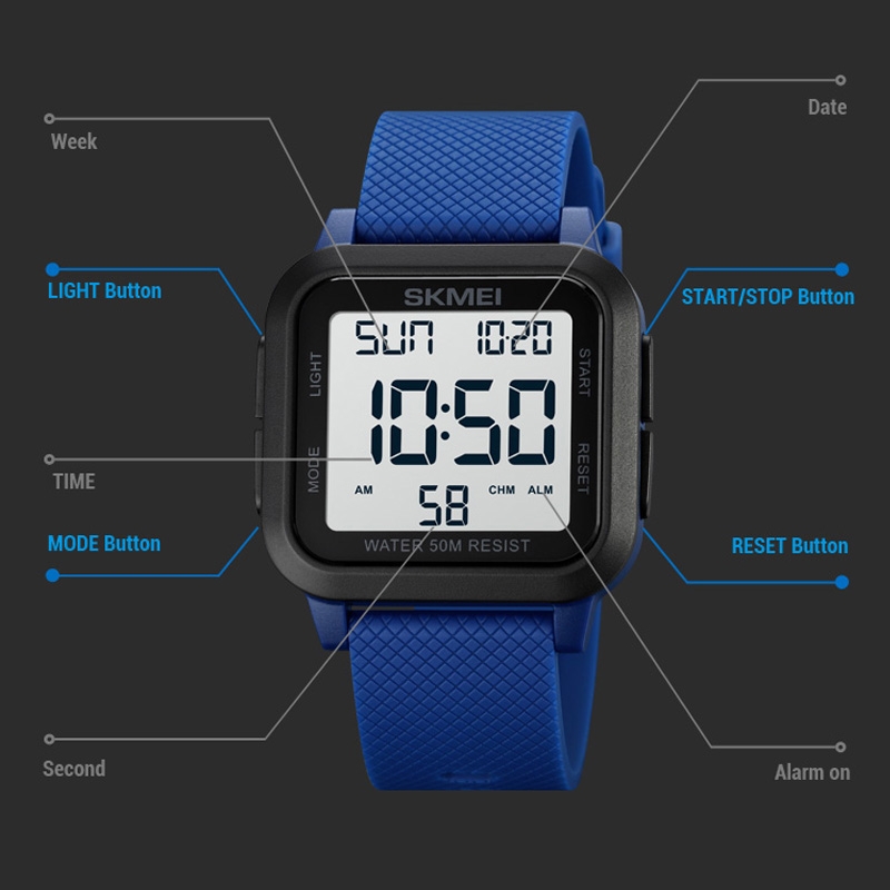 Picture of SKMEI 1894 Square Sports Waterproof Multifunctional Luminous Watch