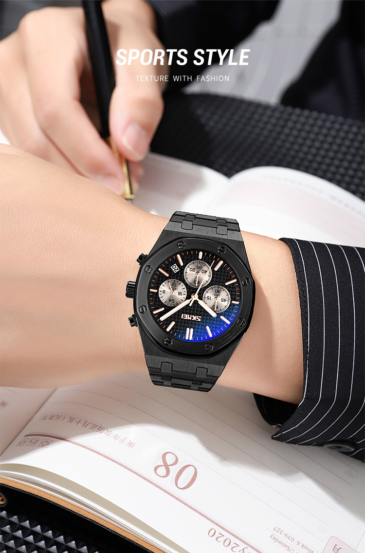 Picture of SKMEI 9296 Stainless Steel Fashion Business Luxury Chronograph Stopwatch Waterproof Quartz Watch For Men
