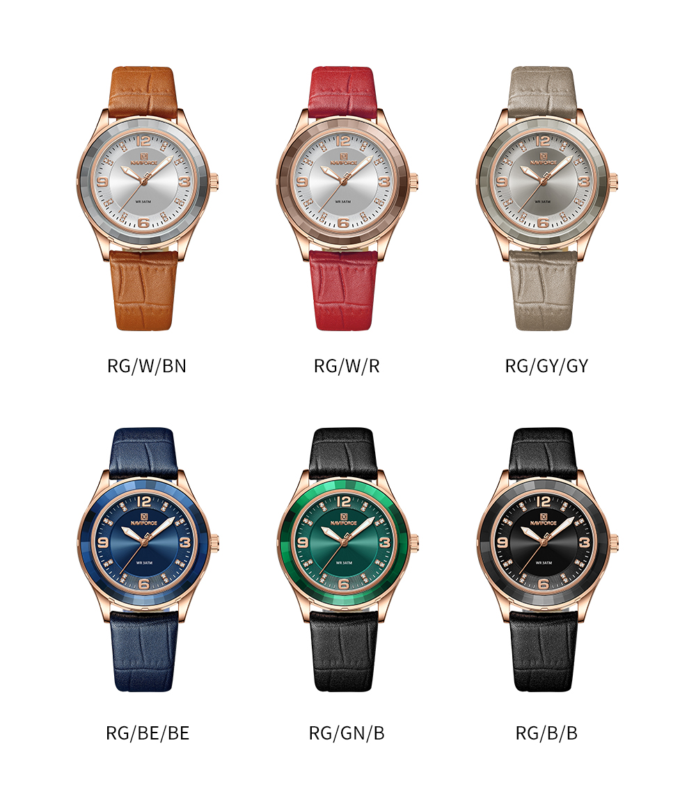 Picture of NAVIFORCE NF5040 Creative Big Dial Glass Bezel Leather Quartz Luxury Ladies Wrist Watches