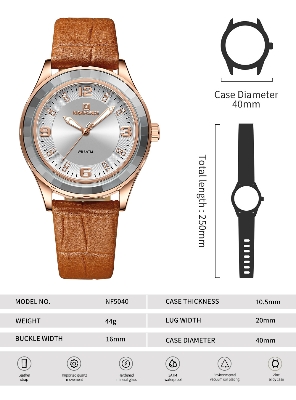 Picture of NAVIFORCE NF5040 Creative Big Dial Glass Bezel Leather Quartz Luxury Ladies Wrist Watches