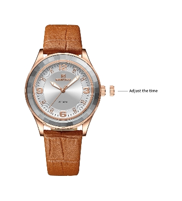 Picture of NAVIFORCE NF5040 Creative Big Dial Glass Bezel Leather Quartz Luxury Ladies Wrist Watches