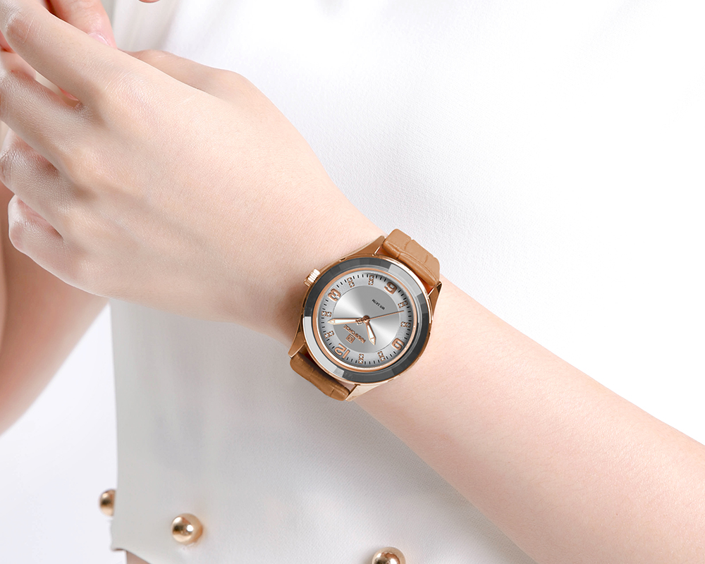 Picture of NAVIFORCE NF5040 Creative Big Dial Glass Bezel Leather Quartz Luxury Ladies Wrist Watches