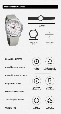 Picture of NAVIFORCE NF8031 Sport Quartz Watch For Men Silicone Strap With Date Alloy Case Wrist Watch