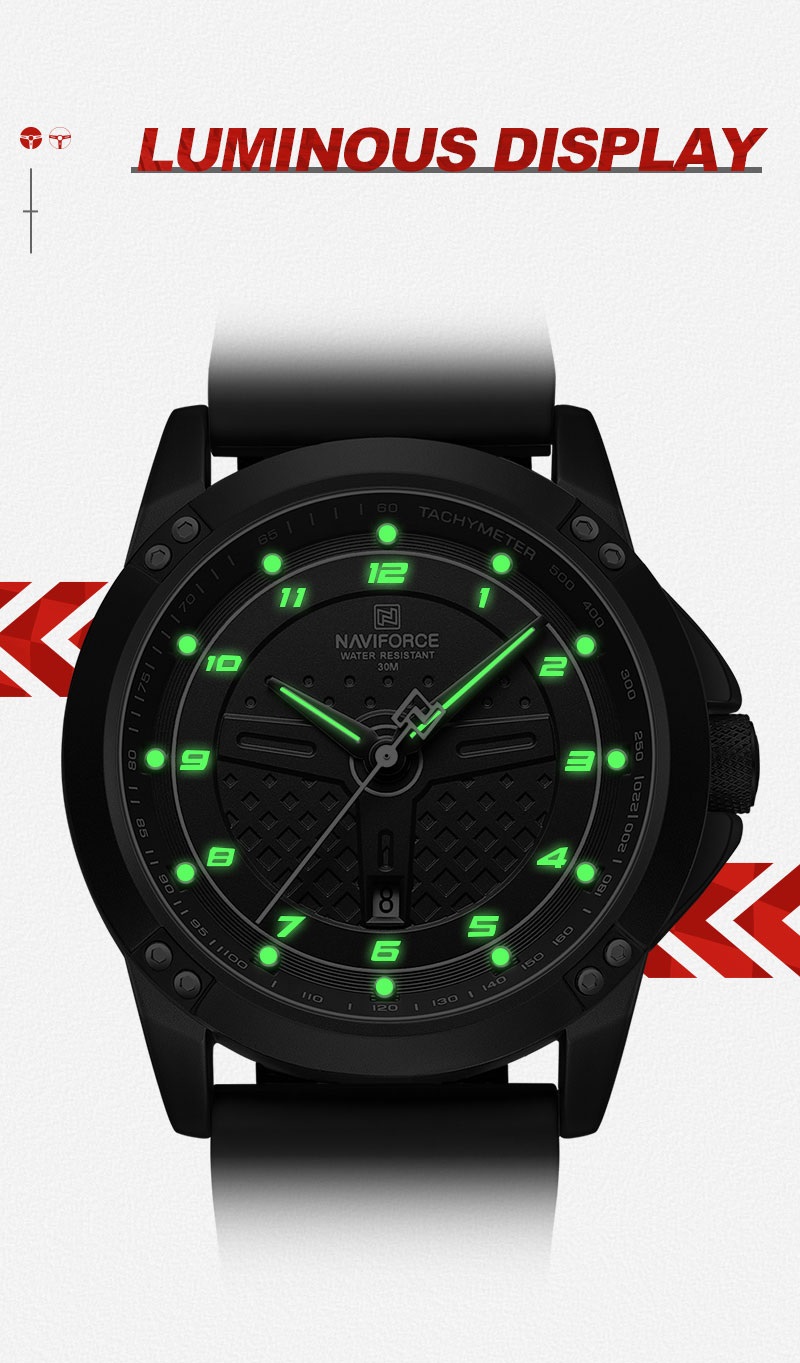 Picture of NAVIFORCE NF8031 Sport Quartz Watch For Men Silicone Strap With Date Alloy Case Wrist Watch