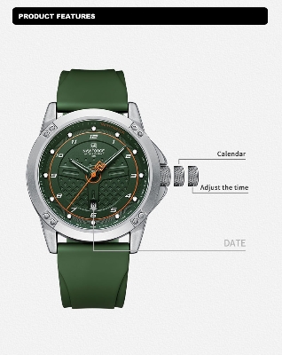 Picture of NAVIFORCE NF8031 Sport Quartz Watch For Men Silicone Strap With Date Alloy Case Wrist Watch