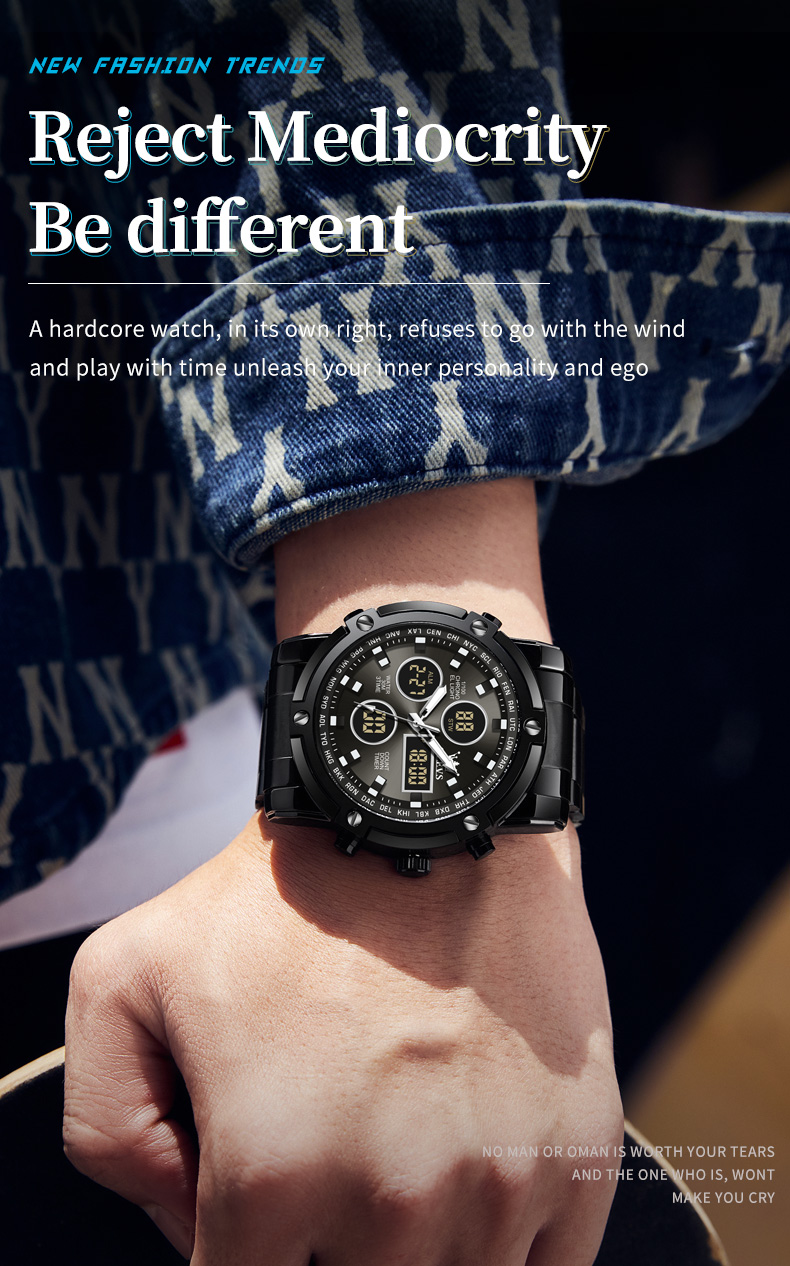 Picture of OLEVS 1106 Complication Luxury Stainless Steel Strap Men Wrist Watch Sport Digital Waterproof Watches for Men Luminous Alarm