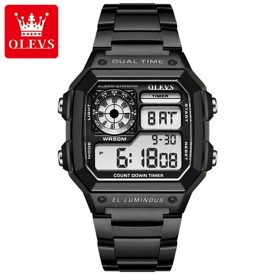 Picture of OLEVS 1108 Multi-function Hot Casual Watches For Men Digital Waterproof Stainless Steel Strap Male Wrist Watch Calendar Luminous