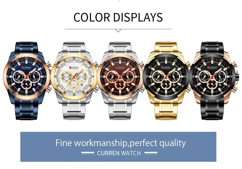 Picture of CURREN 8361 Casual Sporty Wristwatches Stainless Steel Band Chronograph Clock Men's Watches Luxury Original Quartz Clock Male