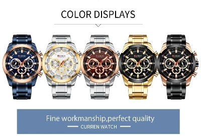 Picture of CURREN 8361 Casual Sporty Wristwatches Stainless Steel Band Chronograph Clock Men's Watches Luxury Original Quartz Clock Male